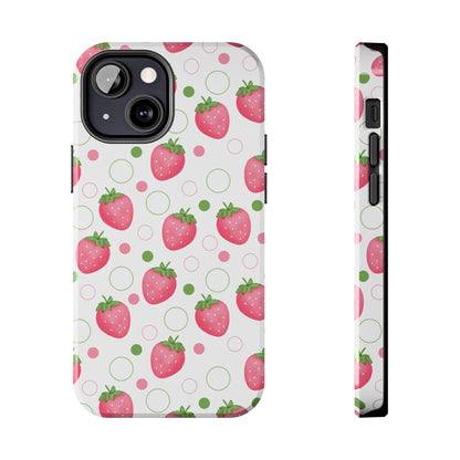 Pink Strawberry Bubbles Tough Phone Case for iPhone and Samsung Galaxy