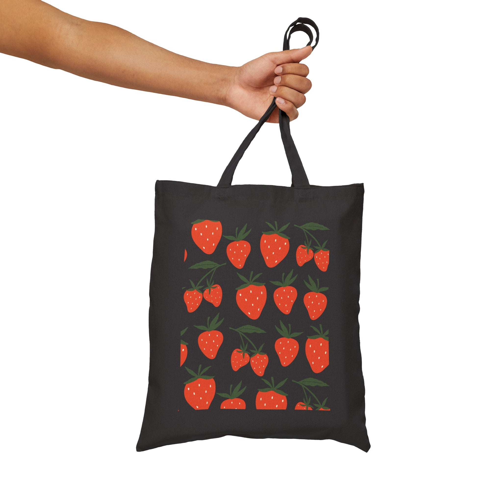 Tropical Strawberry Cotton Canvas Tote Bag - Bags - Kristine Celestine