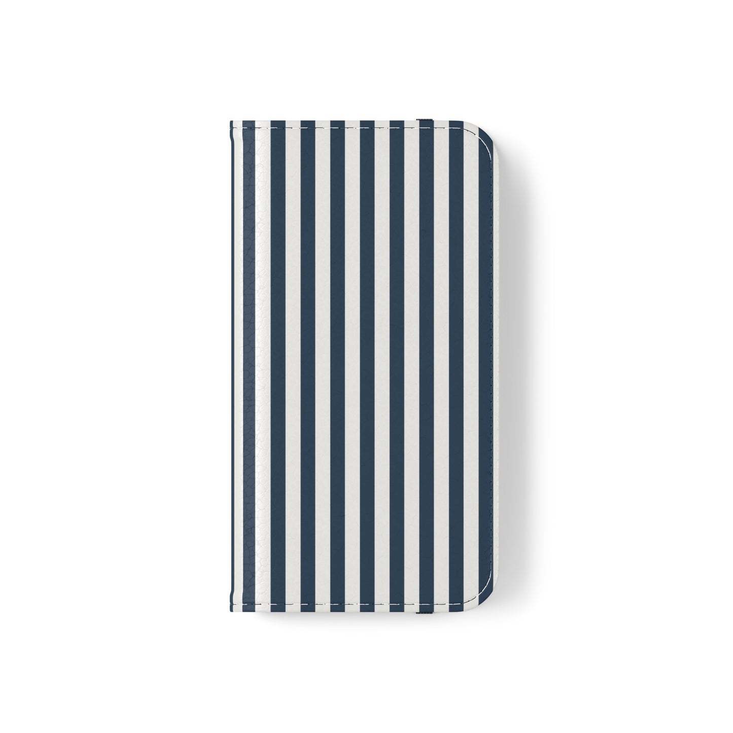 Navy Blue Stripes Flip Phone Case Cover with Pockets