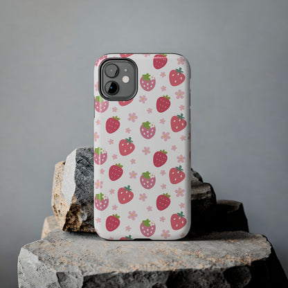 Strawberries and Daisies Tough Phone Case for iPhone and Samsung Galaxy