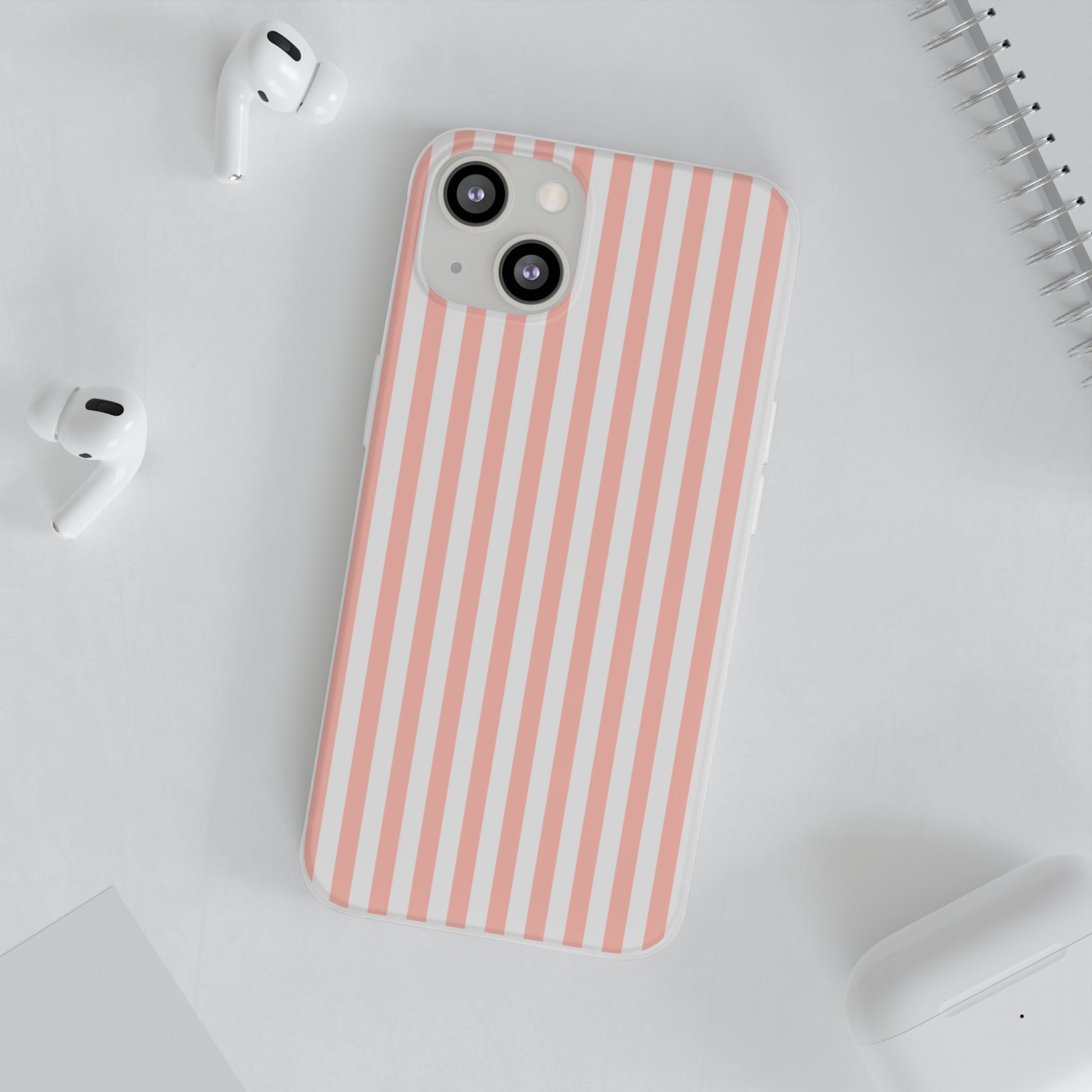 Coral Pink Stripes Flexible Phone Case iPhone Case Samsung Galaxy - Phone Case - Kristine Celestine