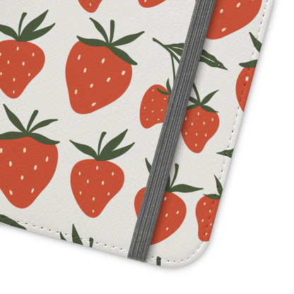 Tropical Strawberry Flip Phone Case Cover with Pockets - Phone Case - Printify - Kristine Celestine