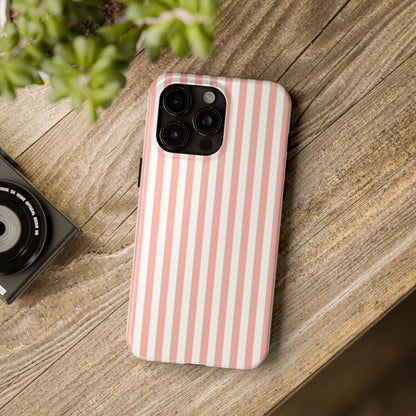 Coral Pink Stripes Tough Phone Case for iPhone and Samsung Galaxy