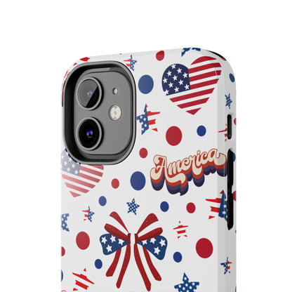 Coque de téléphone robuste America's Sweetheart and Bows pour iPhone et Samsung Galaxy