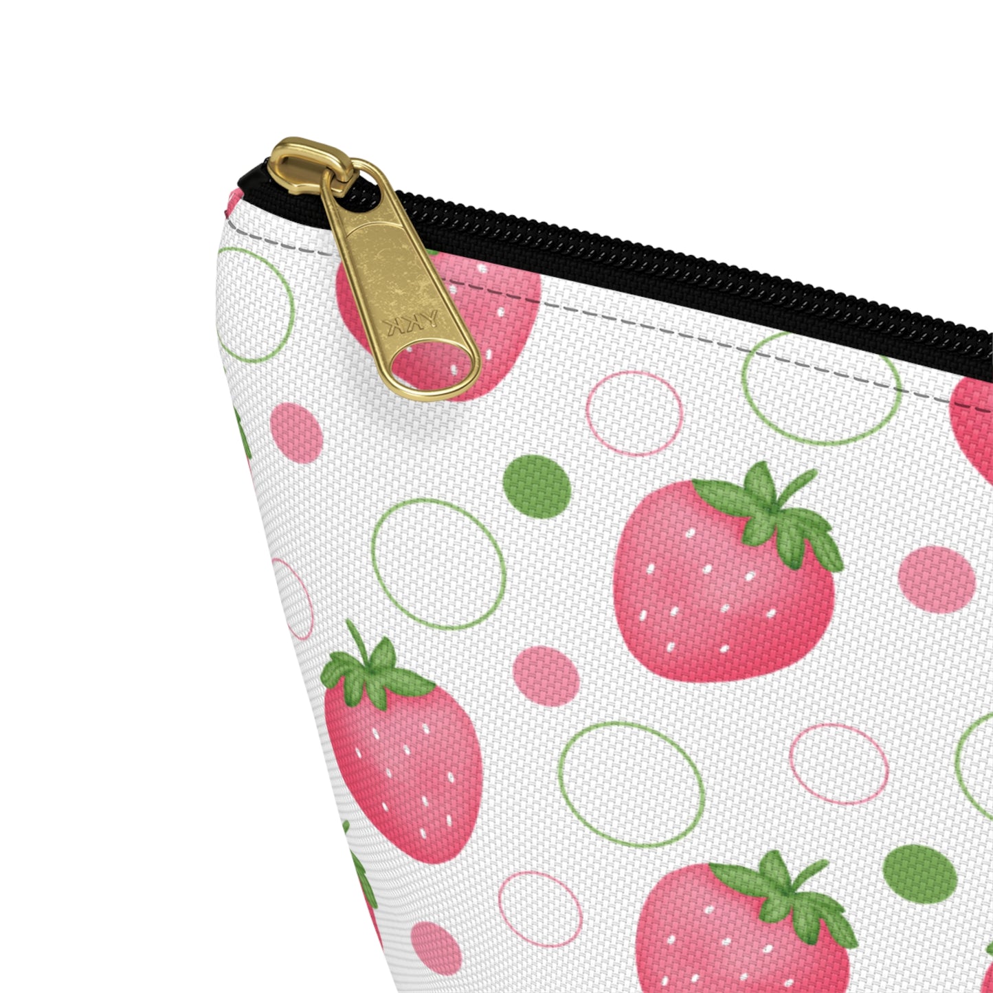 Pink Strawberry Bubbles Accessory Pouch with T-bottom Coquette Strawberries Pouch for Makeup Small Bag for School Supplies Cute Summer Zipper Pouch