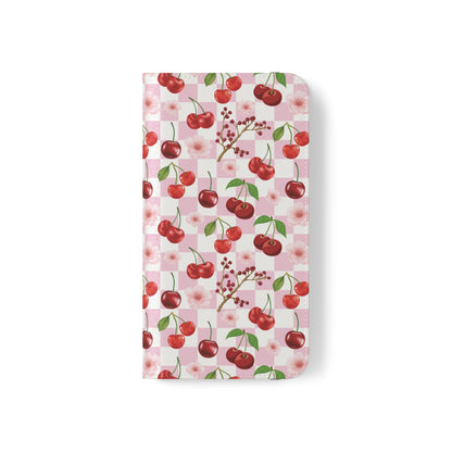 Cherry Checkerboard Flip Phone Case Cover with Pockets - Phone Case - Kristine Celestine