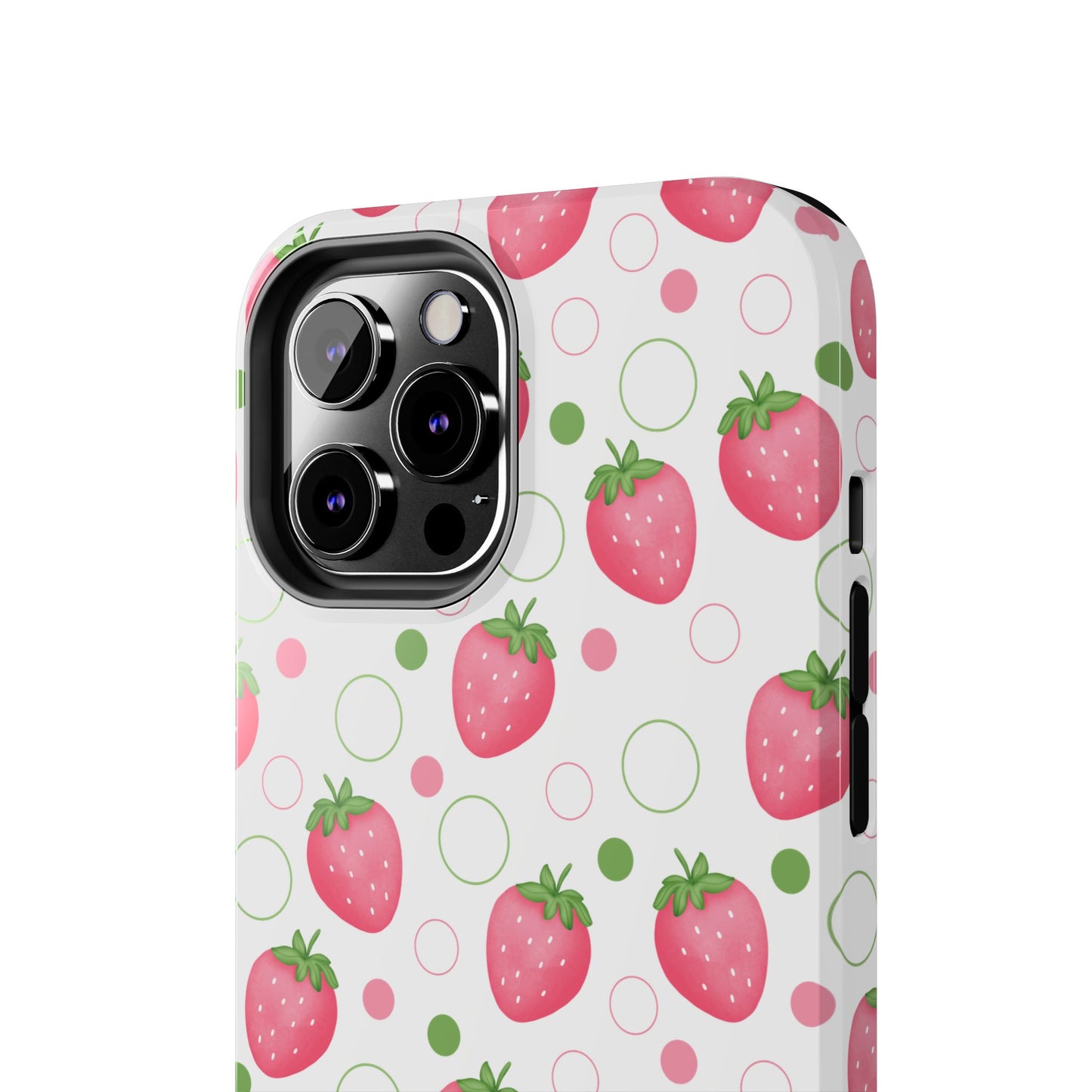 Pink Strawberry Bubbles Tough Phone Case for iPhone and Samsung Galaxy