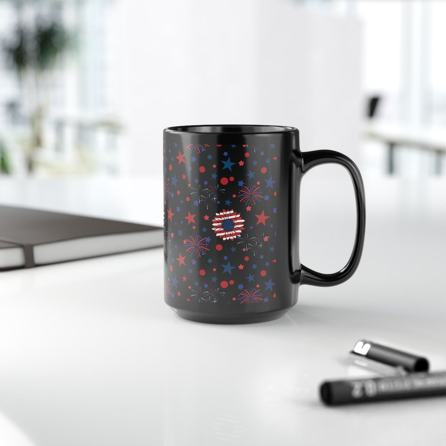 Starry Night America Black Mug Cool Summer Coffee Mug Tea Cup Spring Ceramic Mug