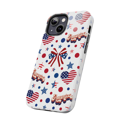 Coque de téléphone robuste America's Sweetheart and Bows pour iPhone et Samsung Galaxy