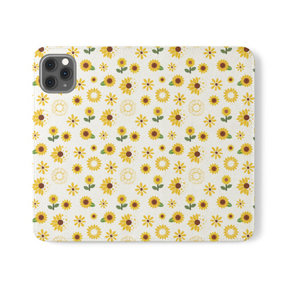 Sunflower Burst Flip Phone Case Cover with Pockets - Phone Case - Kristine Celestine