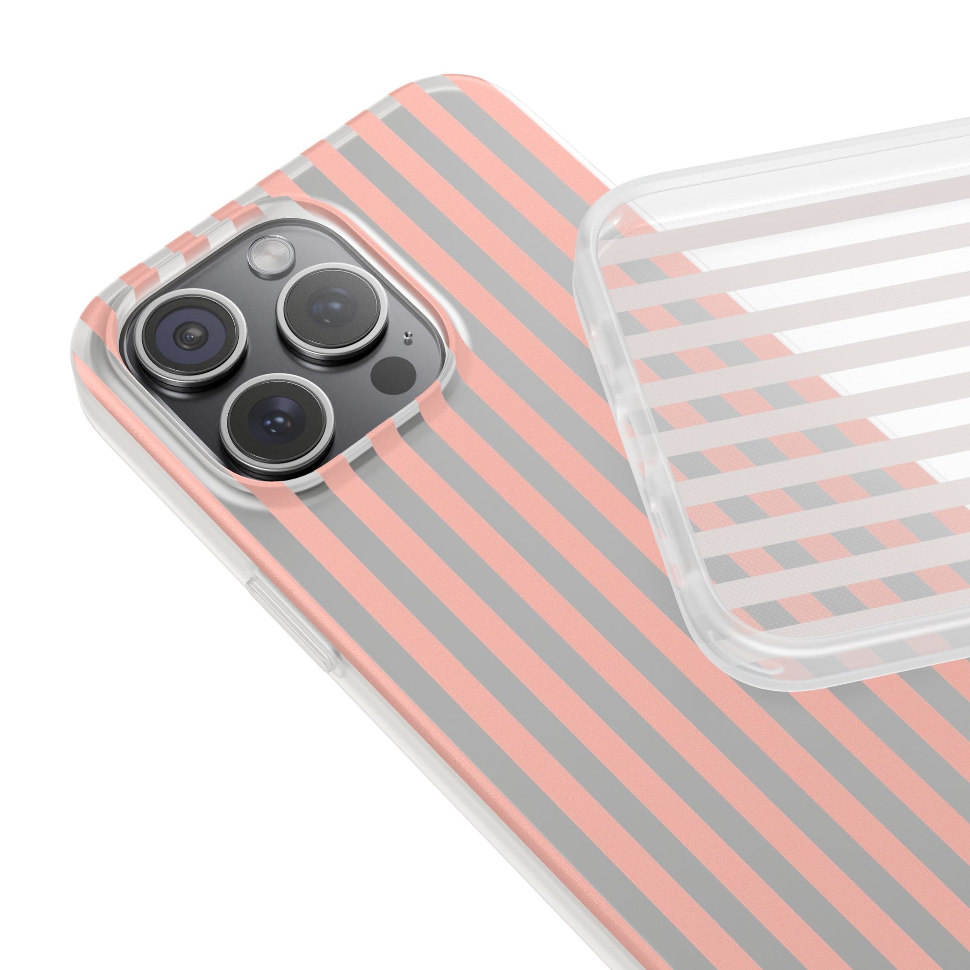 Coral Pink Stripes Flexible Phone Case iPhone Case Samsung Galaxy - Phone Case - Kristine Celestine