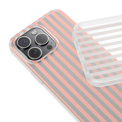 Coral Pink Stripes Flexible Phone Case iPhone Case Samsung Galaxy - Phone Case - Kristine Celestine