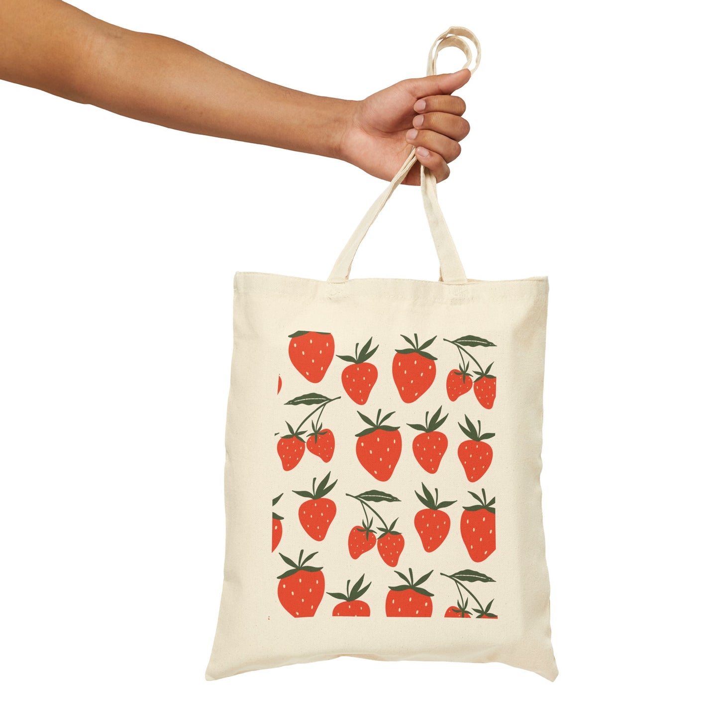 Tropical Strawberry Cotton Canvas Tote Bag - Bags - Kristine Celestine