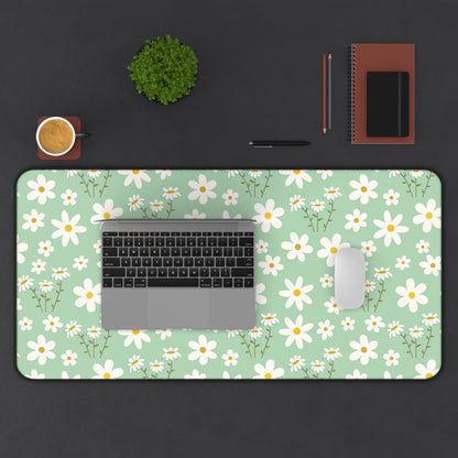 Mint Daisy Delight Desk Mat Floral Spring Sage Green Computer Mat Pistachio Green Daisies Office Mat