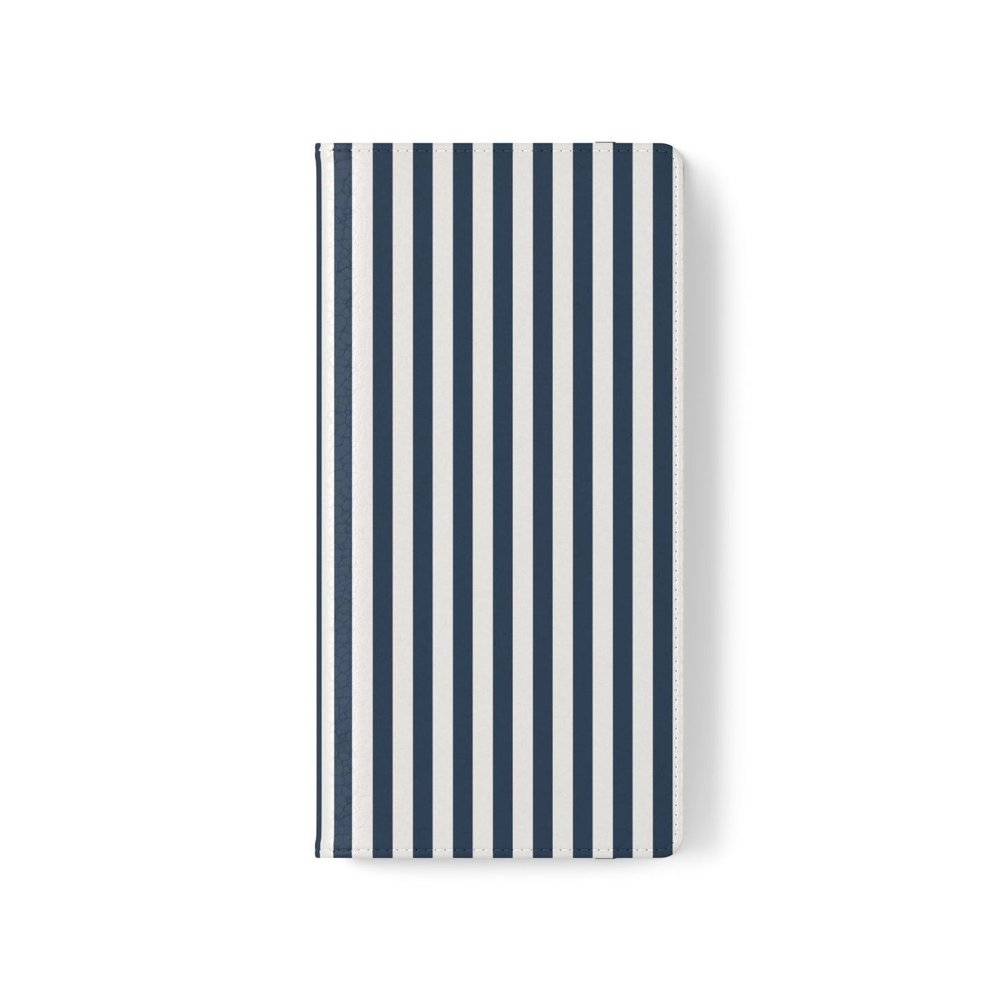 Navy Blue Stripes Flip Phone Case Cover with Pockets