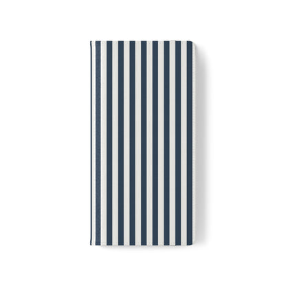 Navy Blue Stripes Flip Phone Case Cover with Pockets