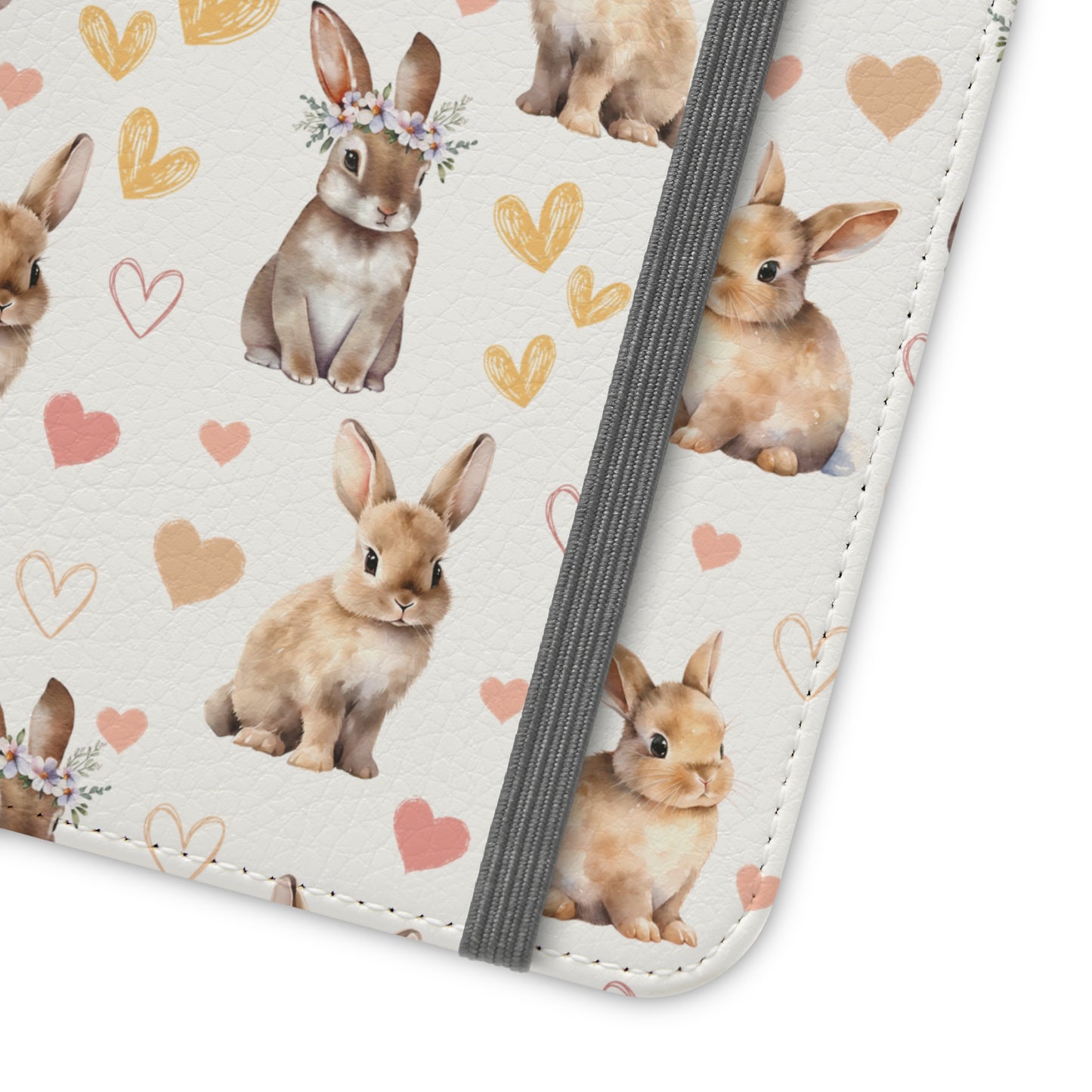 Bunny Love Flip Phone Case Cover with Pockets