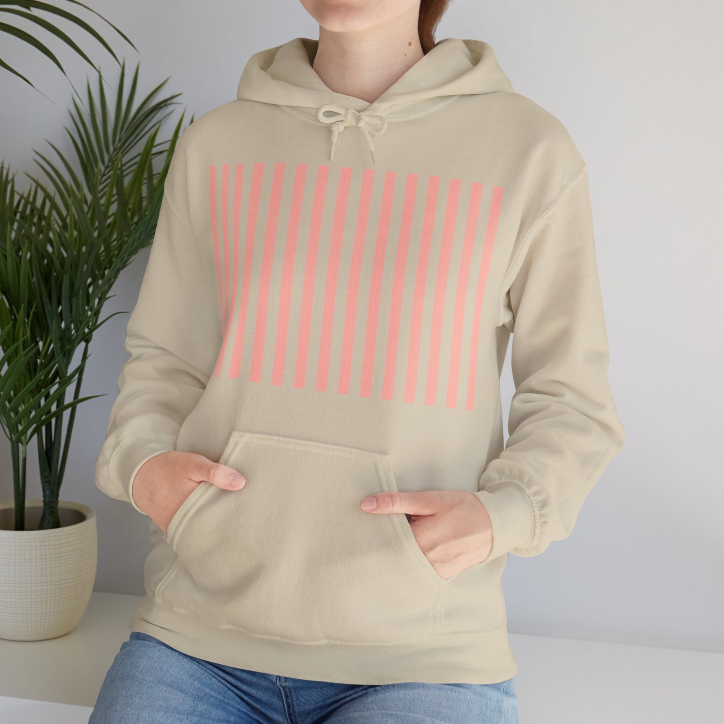 Coral Pink Stripes Hoodie - Hoodie - Kristine Celestine