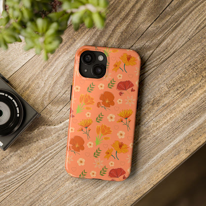 Coque de téléphone résistante Coral Peach Meadow pour iPhone et Samsung Galaxy