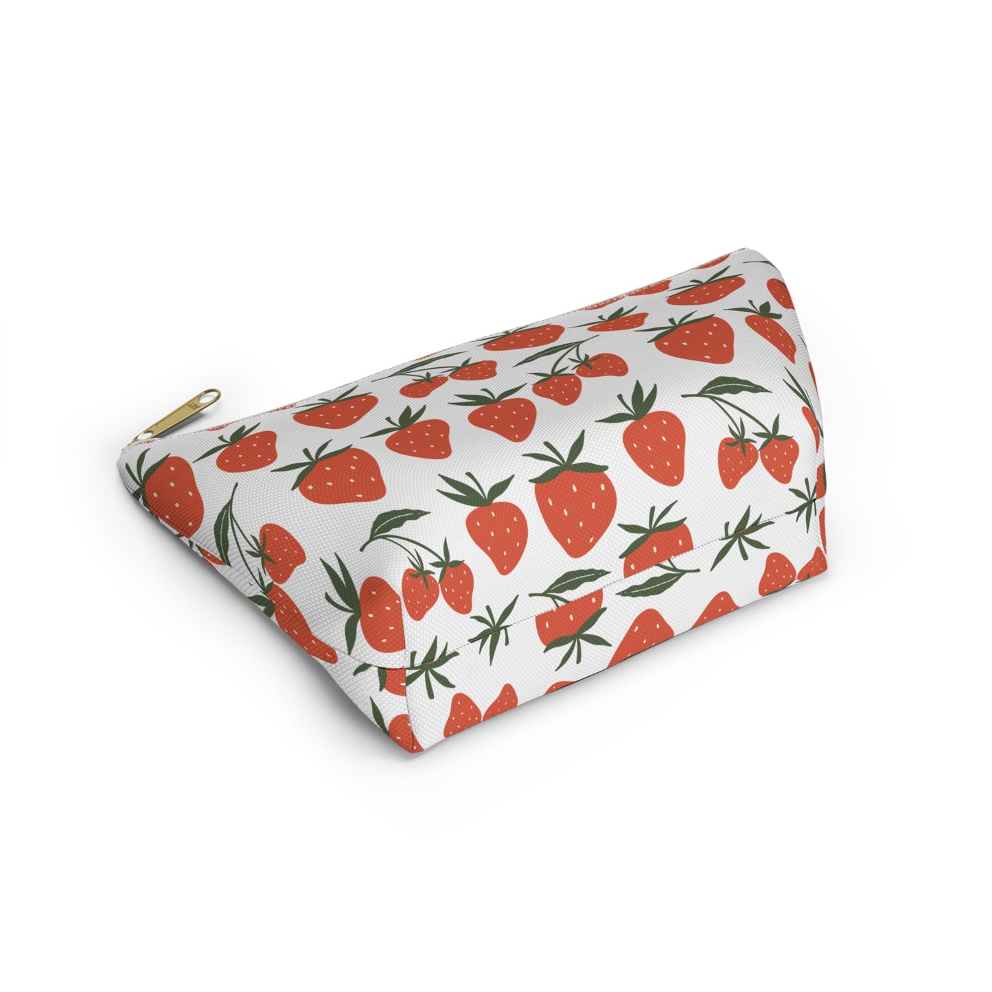 Tropical Strawberry Accessory Pouch with T-bottom Fruity Strawberries Pouch for Makeup Small Bag for School Supplies Cute Summer Zipper Pouch