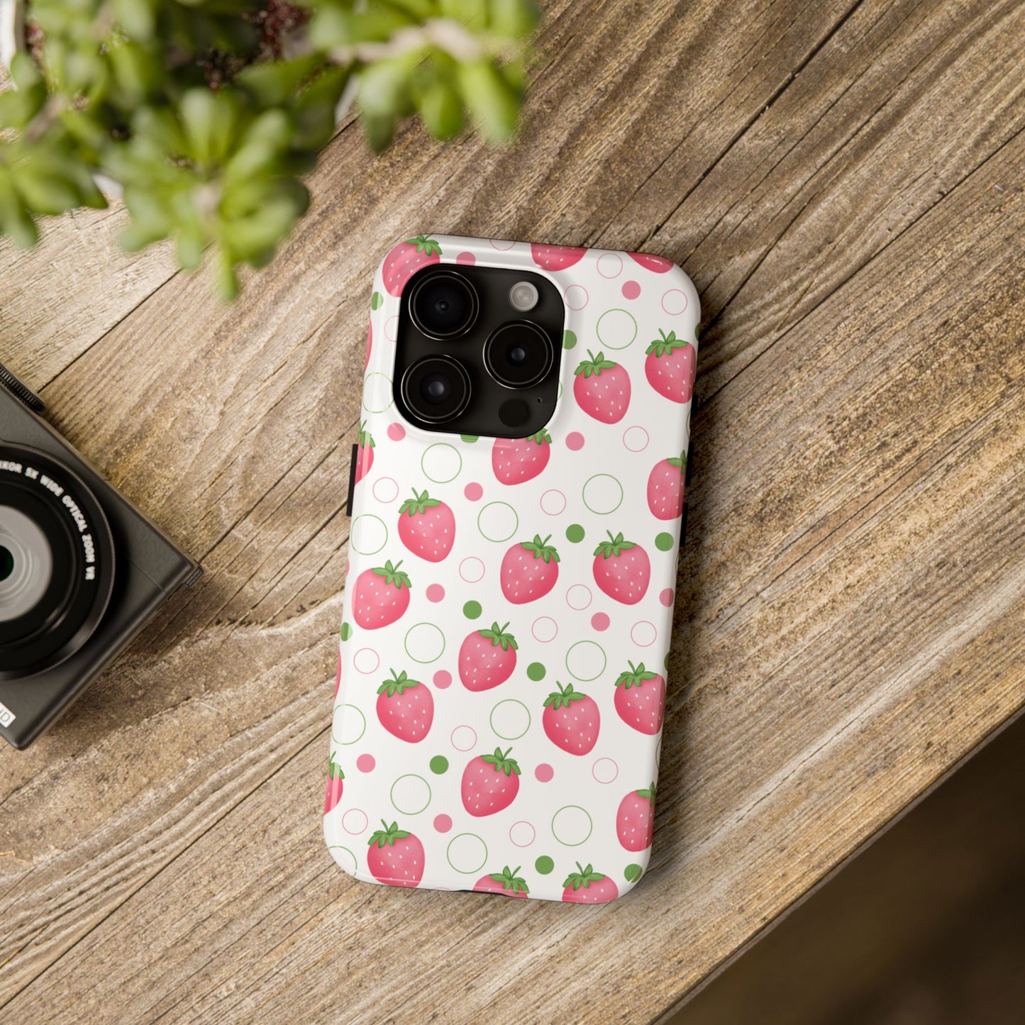 Pink Strawberry Bubbles Tough Phone Case for iPhone and Samsung Galaxy