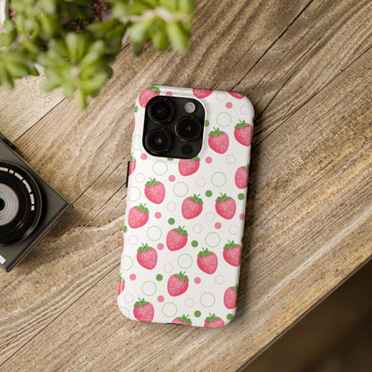 Pink Strawberry Bubbles Tough Phone Case for iPhone and Samsung Galaxy