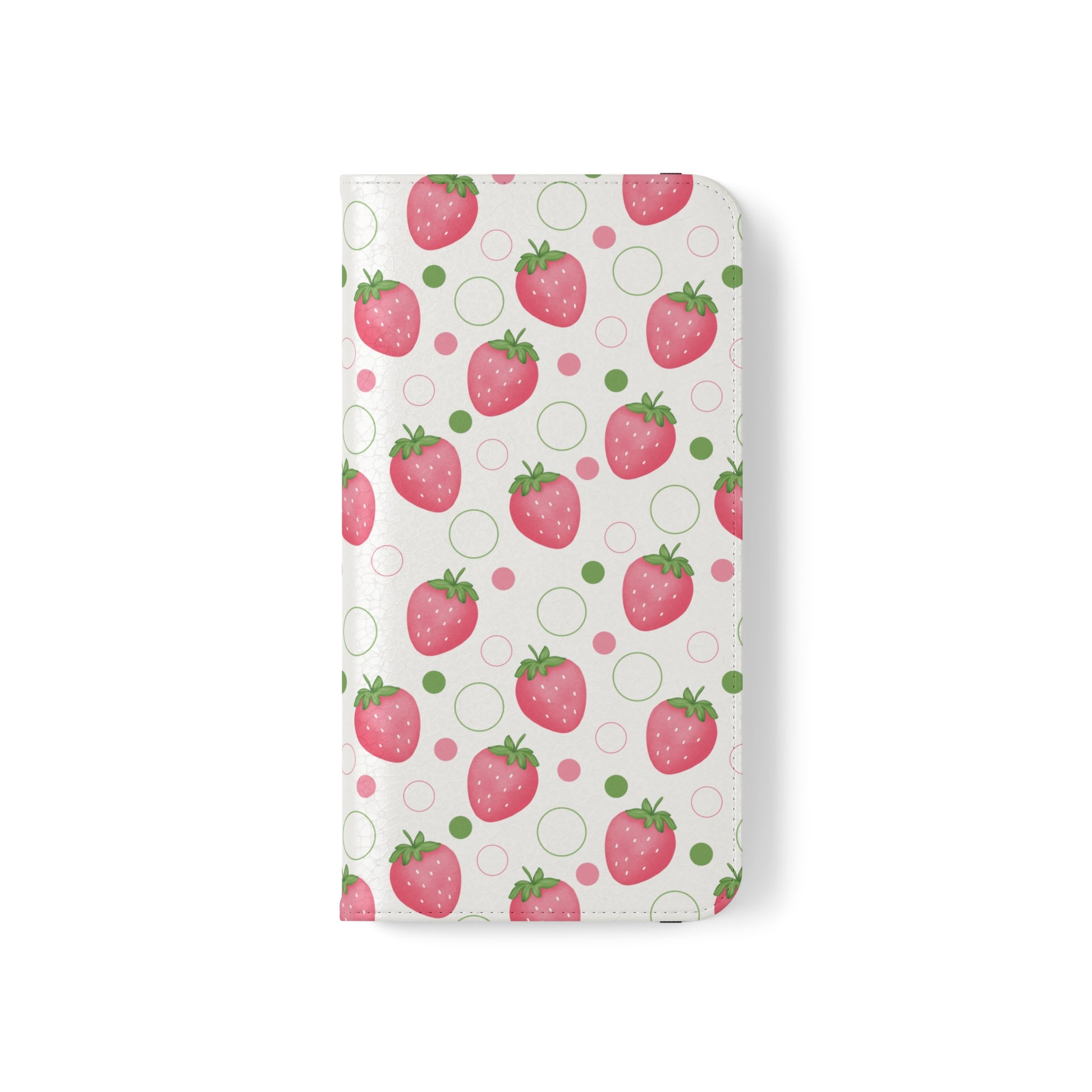 Pink Strawberry Bubbles Flip Phone Case Cover with Pockets - Phone Case - Kristine Celestine