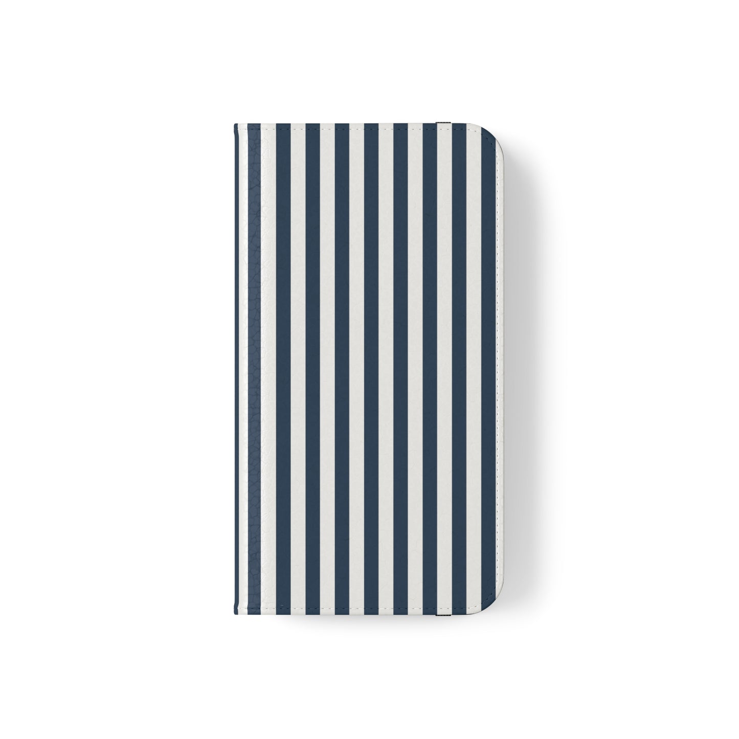 Navy Blue Stripes Flip Phone Case Cover with Pockets