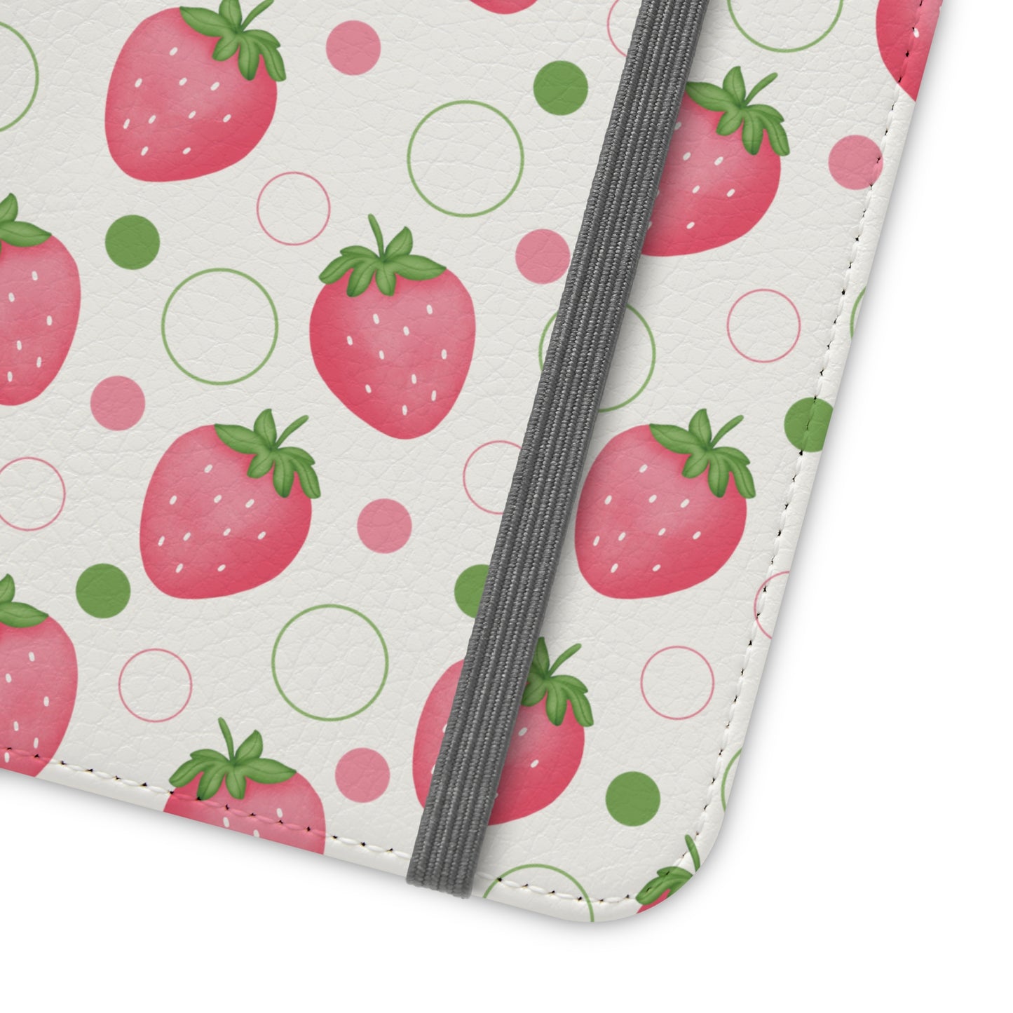 Pink Strawberry Bubbles Flip Phone Case Cover with Pockets - Phone Case - Kristine Celestine