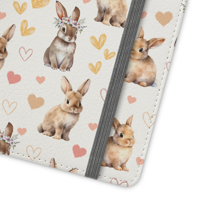 Bunny Love Flip Phone Case Cover with Pockets