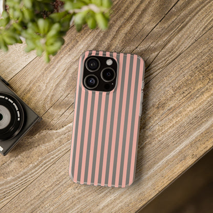 Coral Pink Stripes Flexible Phone Case iPhone Case Samsung Galaxy - Phone Case - Kristine Celestine