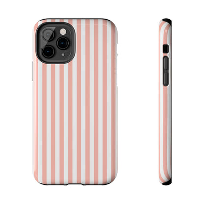 Coral Pink Stripes Tough Phone Case for iPhone and Samsung Galaxy