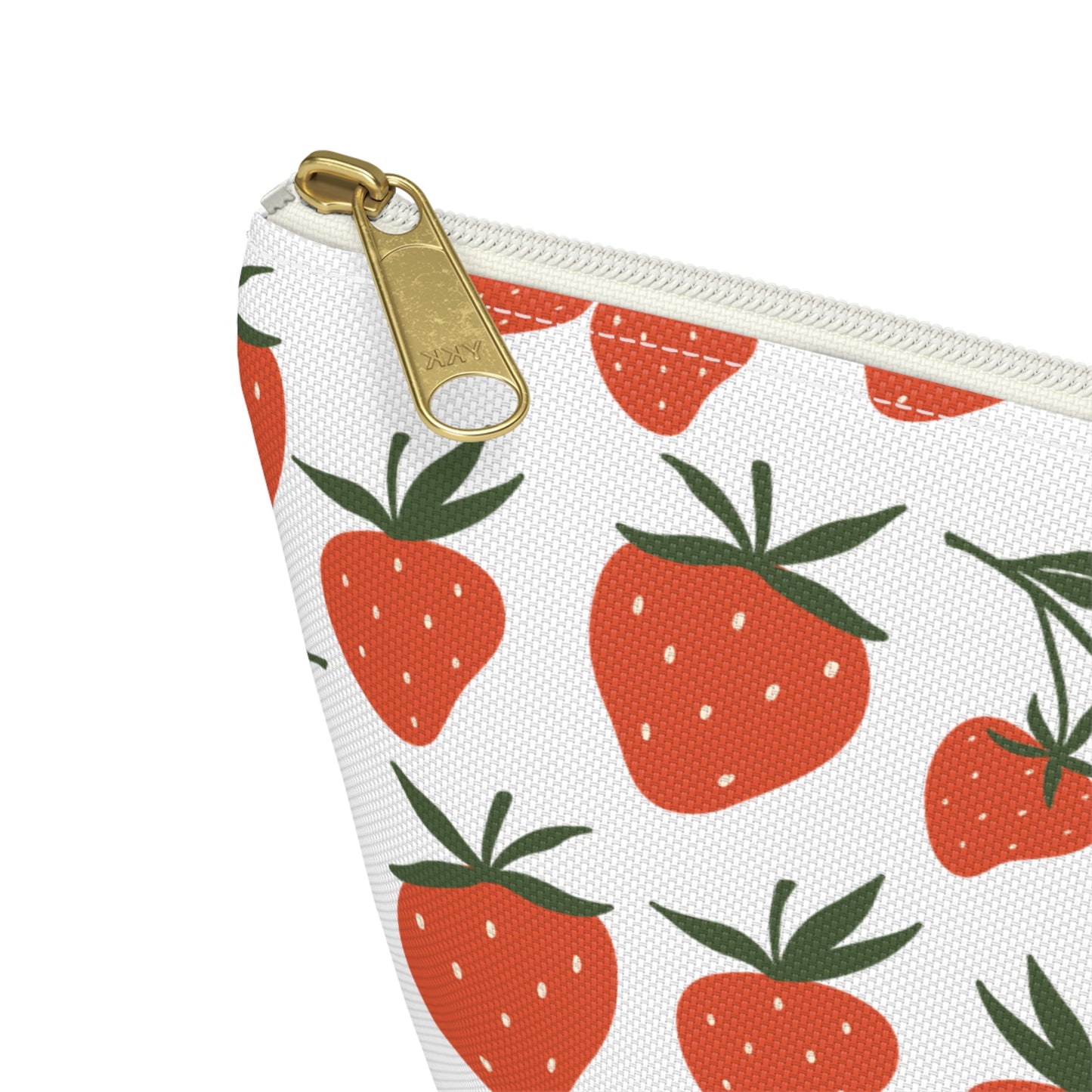 Tropical Strawberry Accessory Pouch with T-bottom Fruity Strawberries Pouch for Makeup Small Bag for School Supplies Cute Summer Zipper Pouch