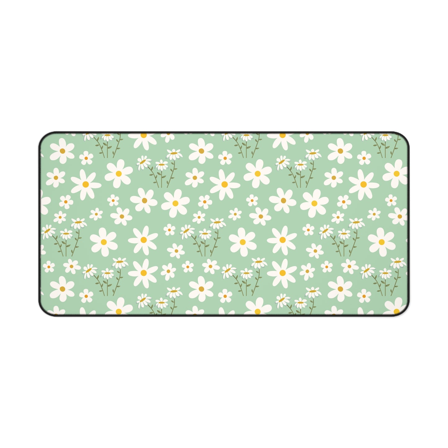 Mint Daisy Delight Desk Mat Floral Spring Sage Green Computer Mat Pistachio Green Daisies Office Mat