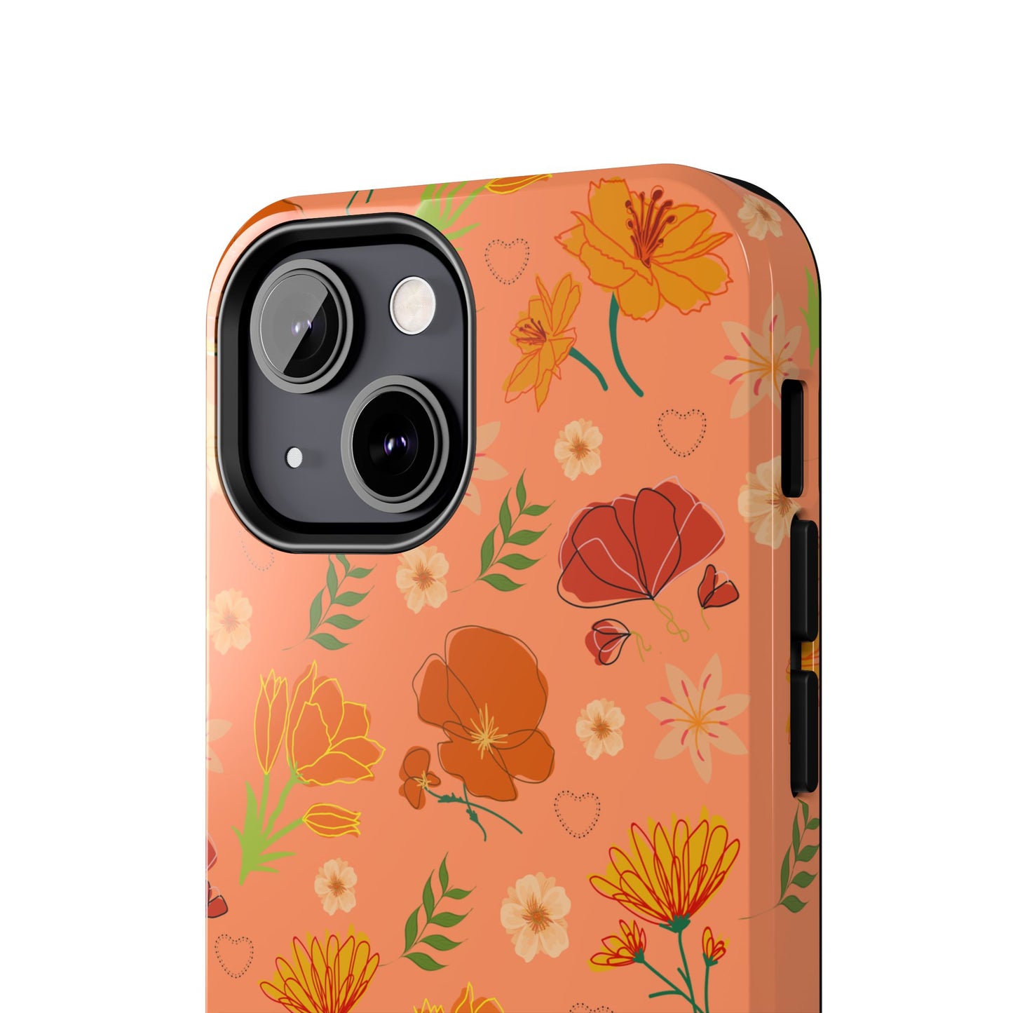 Coque de téléphone résistante Coral Peach Meadow pour iPhone et Samsung Galaxy