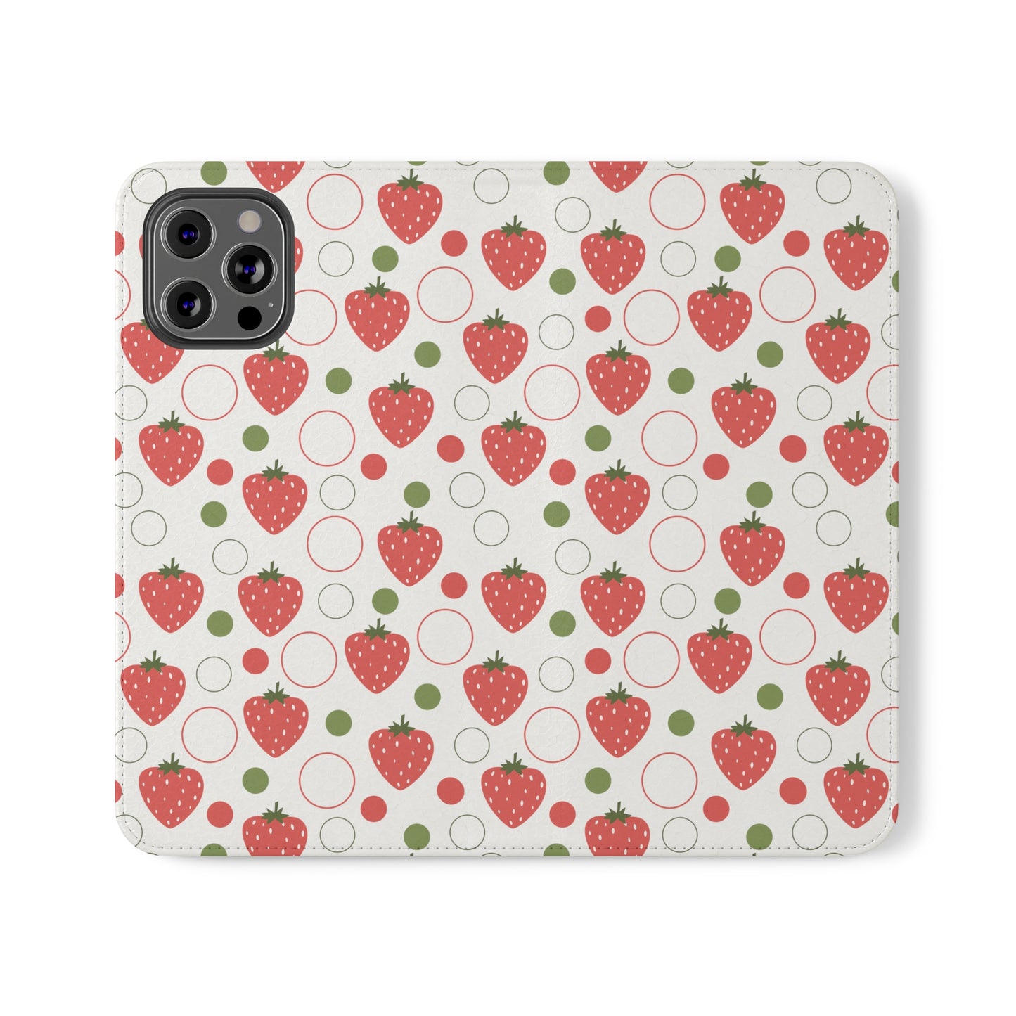 Red Strawberry Bubbles Flip Phone Case Cover with Pockets - Phone Case - Kristine Celestine