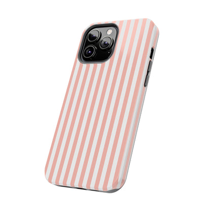 Coral Pink Stripes Tough Phone Case for iPhone and Samsung Galaxy