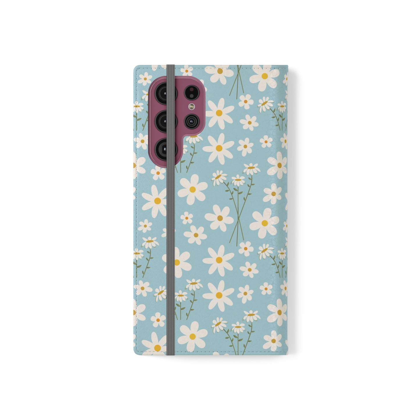 Sky Blue Daisy Flip Phone Case Cover with Pockets - Phone Case - Kristine Celestine