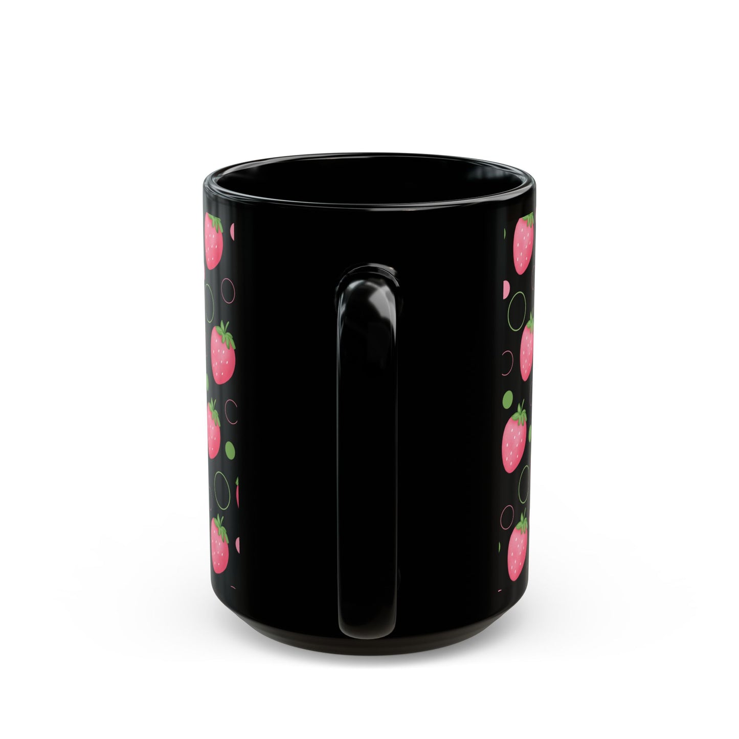 Pink Strawberry Black Mug Cool Summer Coffee Mug Tea Cup Spring Ceramic Mug