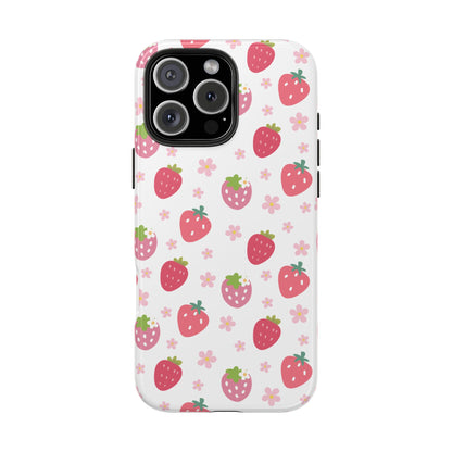 Strawberries and Daisies Tough Phone Case for iPhone and Samsung Galaxy