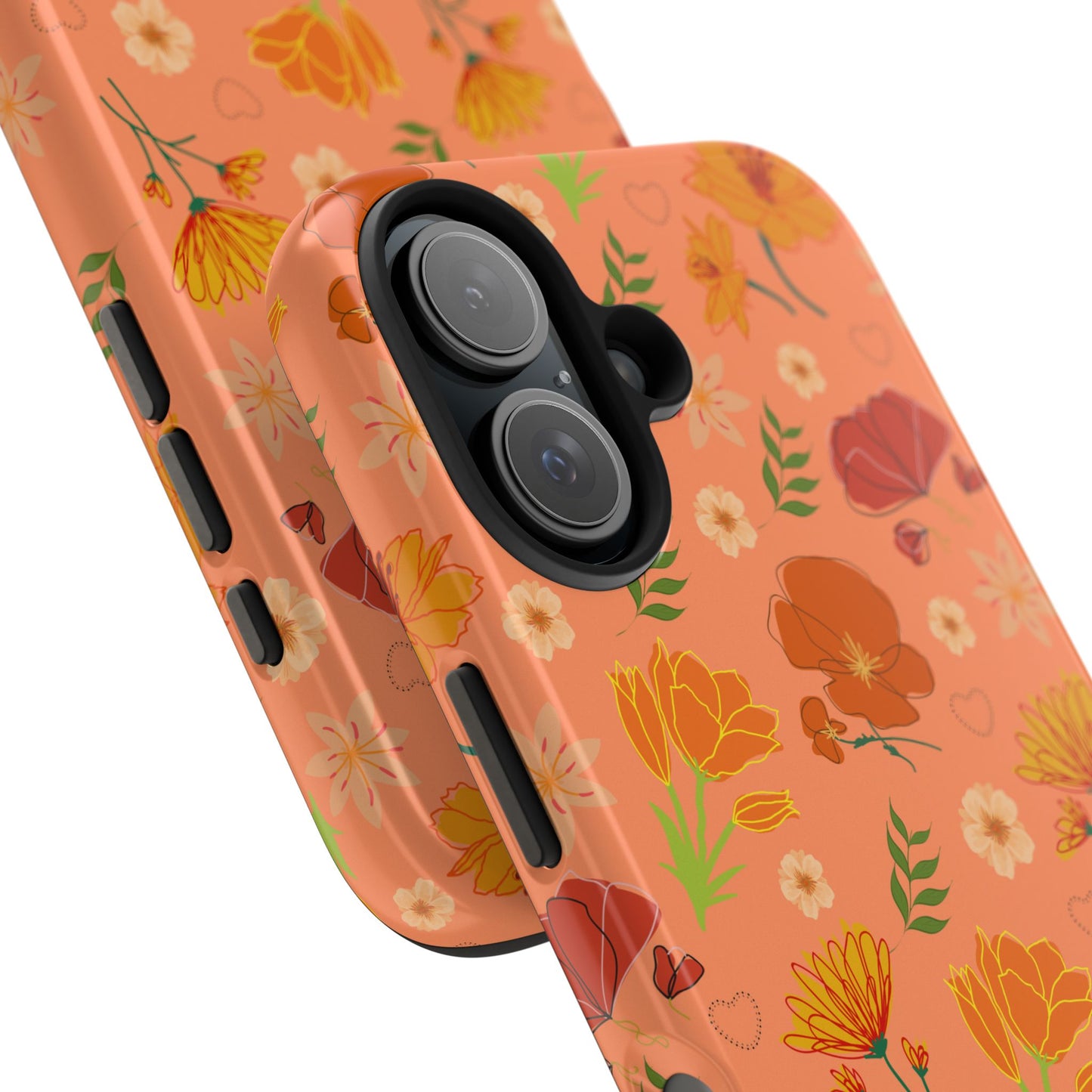 Coque de téléphone résistante Coral Peach Meadow pour iPhone et Samsung Galaxy