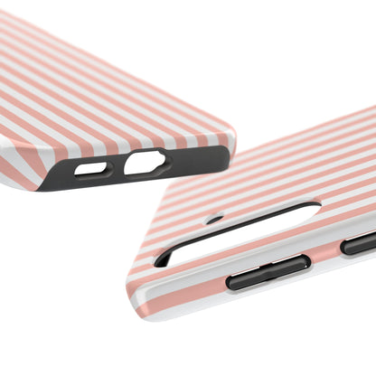 Coral Pink Stripes Tough Phone Case for iPhone and Samsung Galaxy