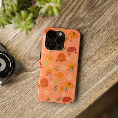 Coque de téléphone résistante Coral Peach Meadow pour iPhone et Samsung Galaxy