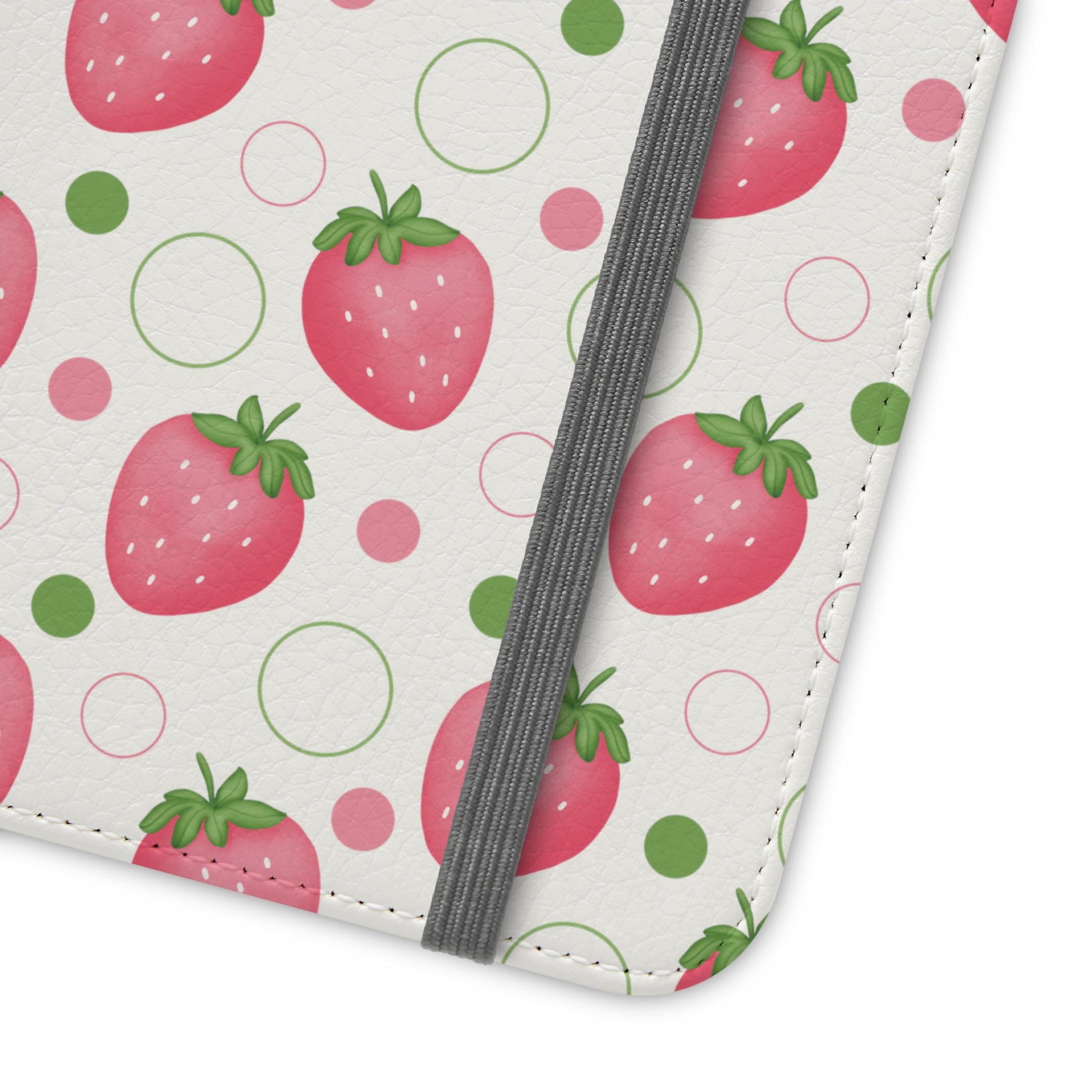 Pink Strawberry Bubbles Flip Phone Case Cover with Pockets - Phone Case - Kristine Celestine