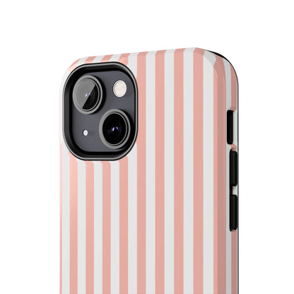 Coral Pink Stripes Tough Phone Case for iPhone and Samsung Galaxy