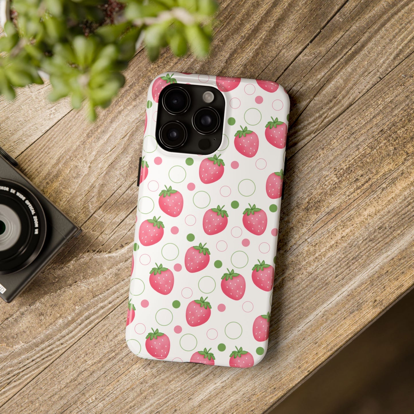 Pink Strawberry Bubbles Tough Phone Case for iPhone and Samsung Galaxy