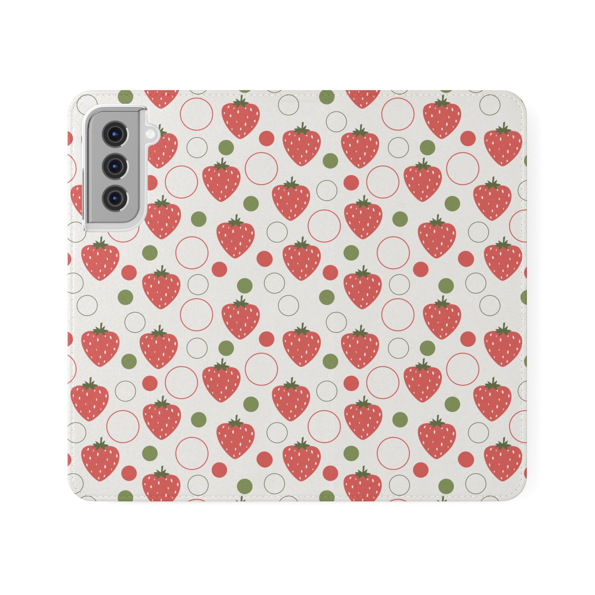 Red Strawberry Bubbles Flip Phone Case Cover with Pockets - Phone Case - Printify - Kristine Celestine