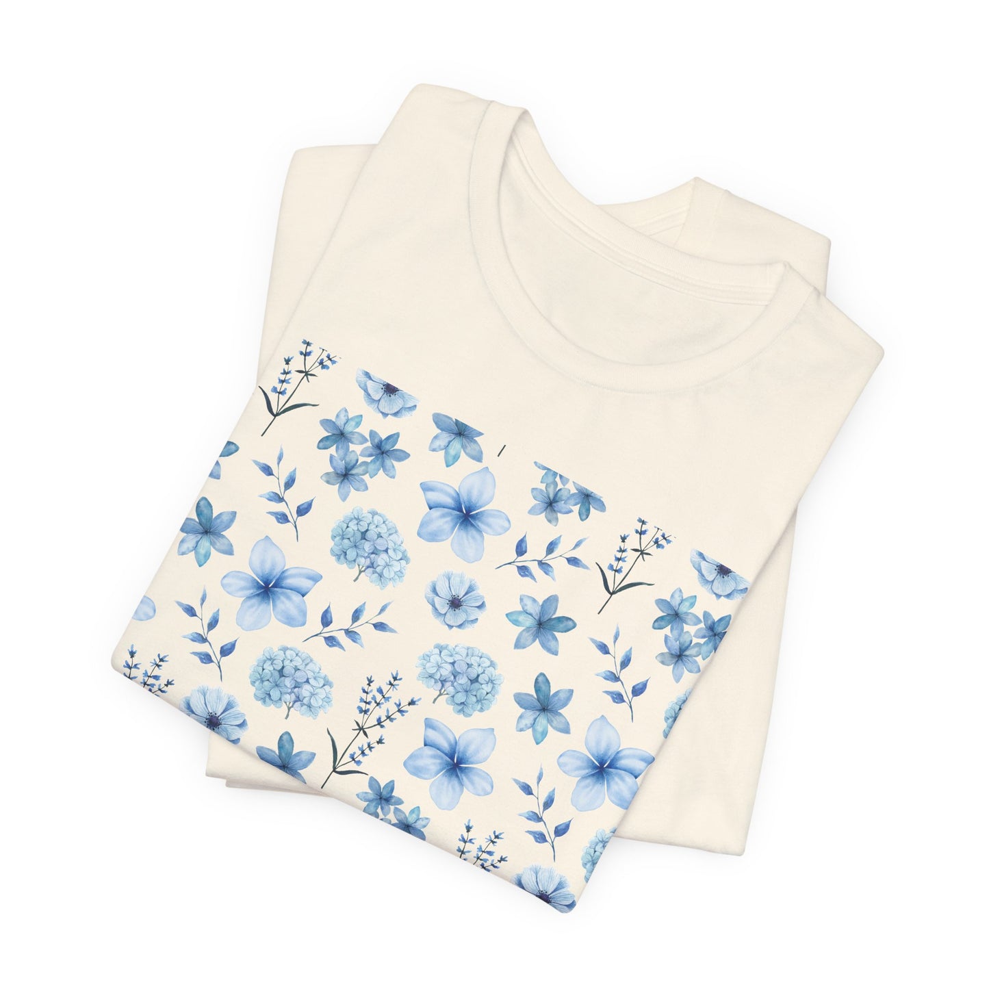 Snowy Blue Flowers Unisex Shirt - T - Shirt - Printify - Kristine Celestine