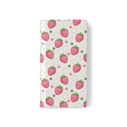 Pink Strawberry Bubbles Flip Phone Case Cover with Pockets - Phone Case - Kristine Celestine