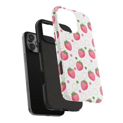 Pink Strawberry Bubbles Tough Phone Case for iPhone and Samsung Galaxy